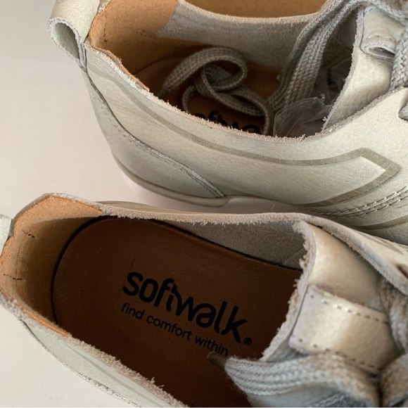 SoftWalk Womens Stella Grey Leather Athletic Training Lace Up Sneakers US 7.5 W - Picture 2 of 8